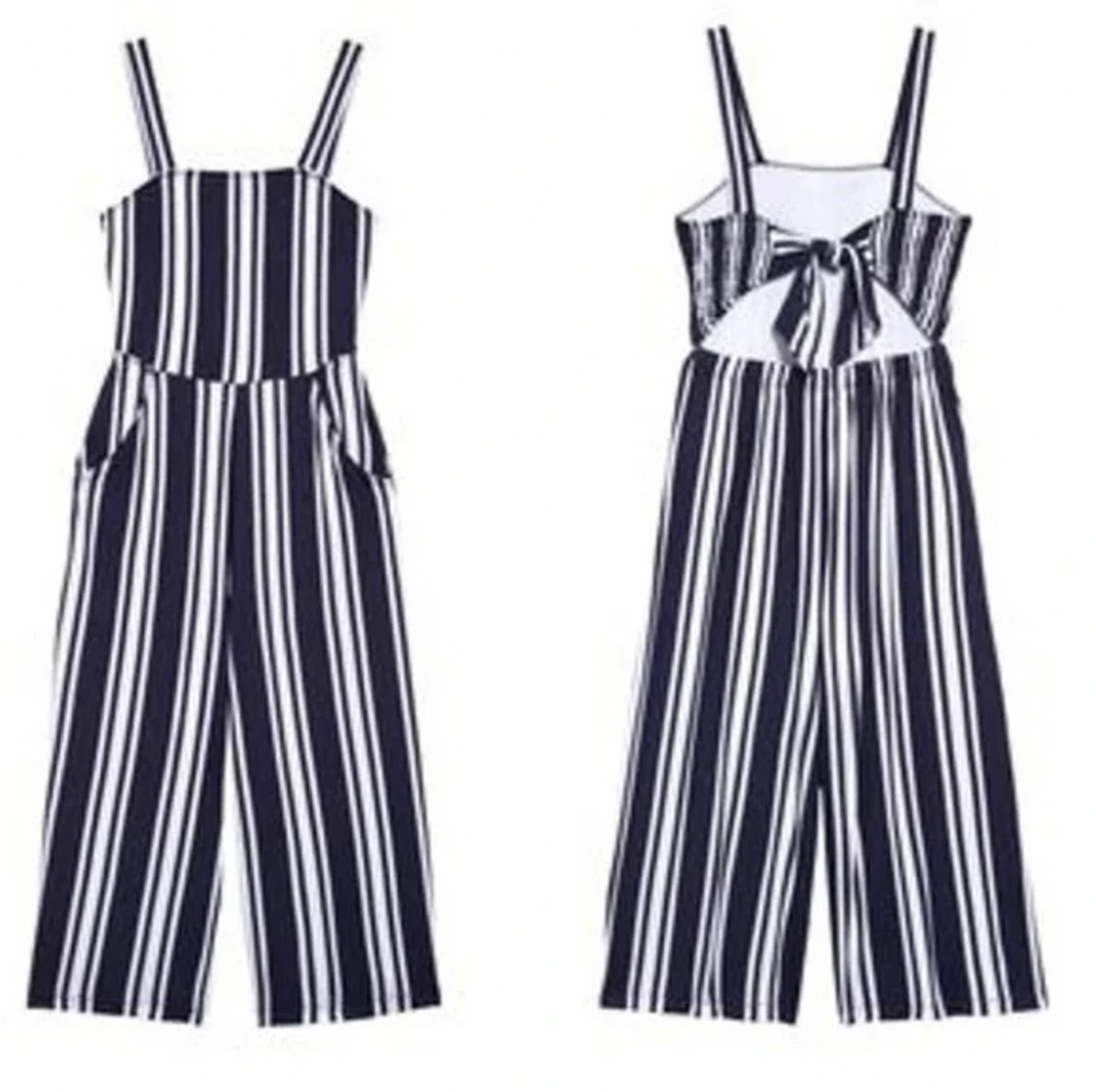 Tucker & Tate Girls Got Your Back Striped Jumpsuit Medium 8/10 Blue White NWT